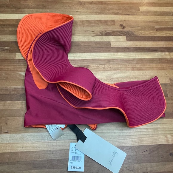 Johanna Ortiz Ayacucho Ruffle Reversible One Shoulder Bikini Top burgundy Small - Picture 1 of 10
